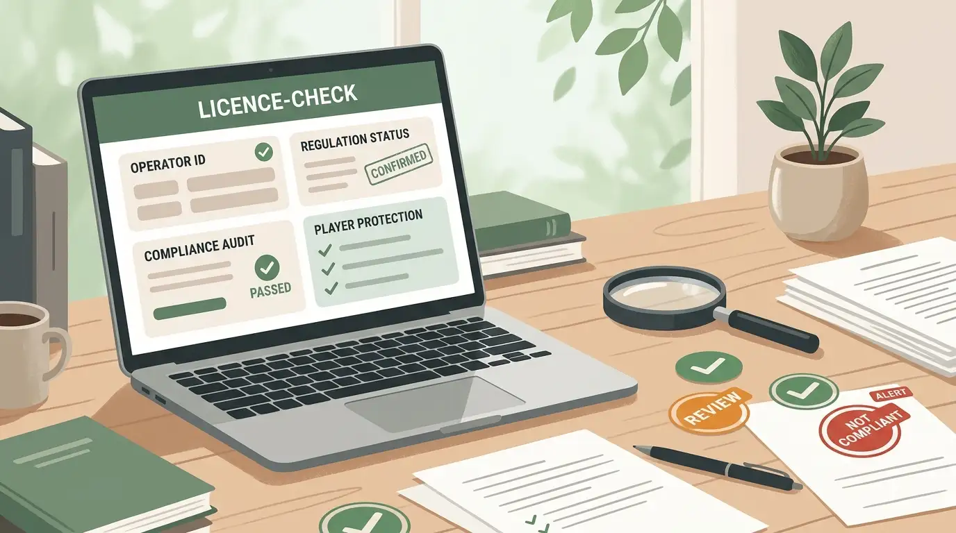 Controlekaart met vergrootglas, websitevelden en officiële checkpunten