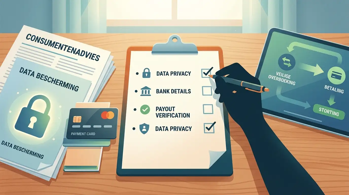 Checklist voor betaling, gegevensbescherming en uitbetaling op een bureau