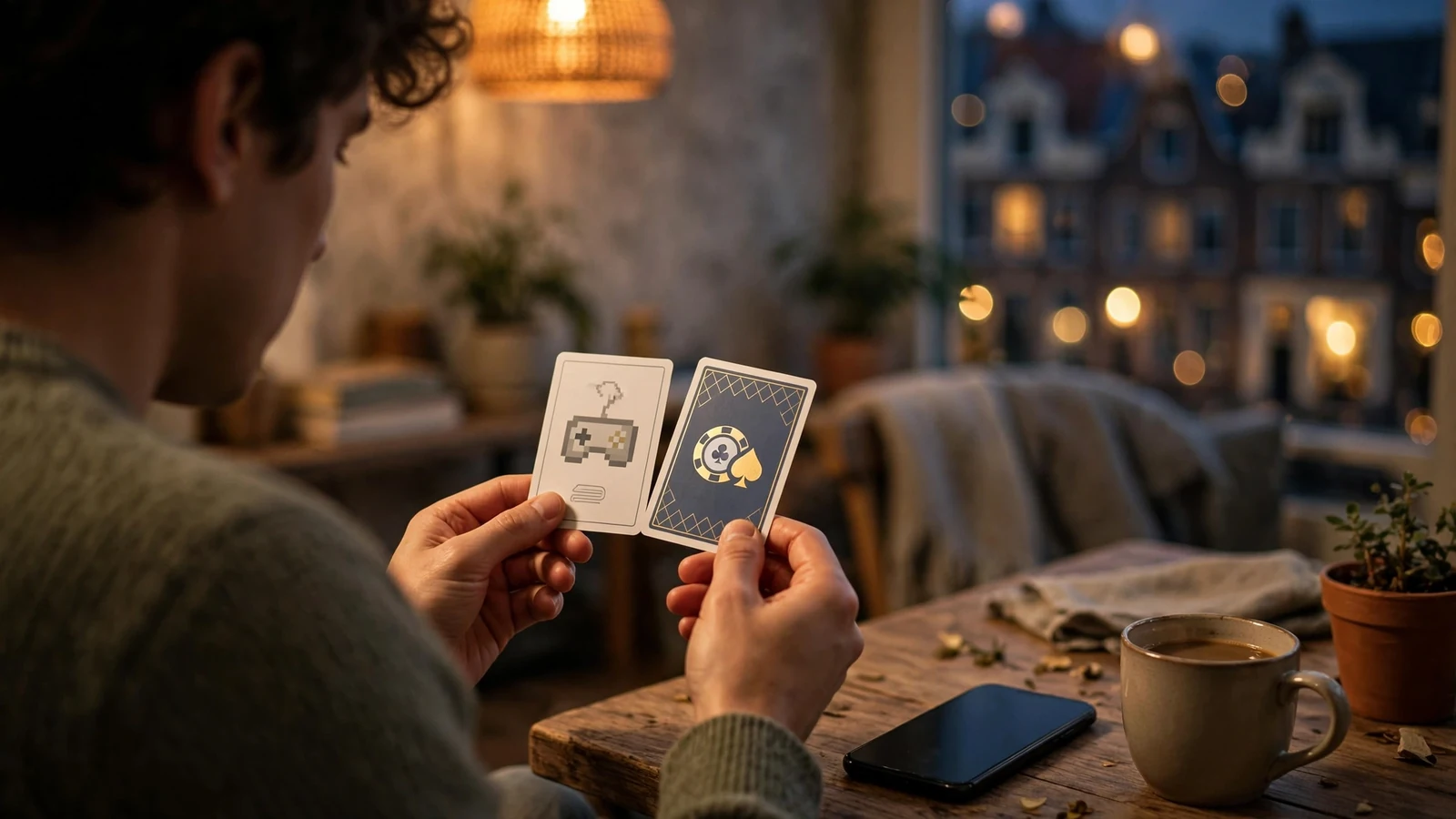 Speler vergelijkt twee kaarten bij online casino met Pragmatic Play